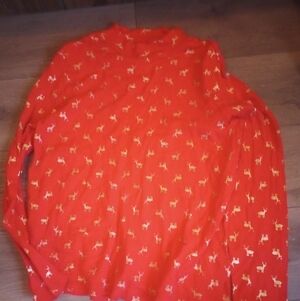 Red Long Sleeve Turtleneck with Reindeer Print